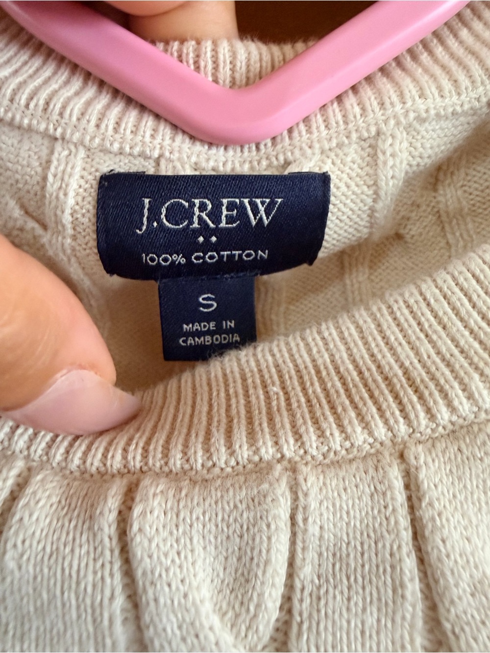 J.Crew Cable Knit Crewneck Sweater Ivory Size S Minimalist - Picture 4 of 7